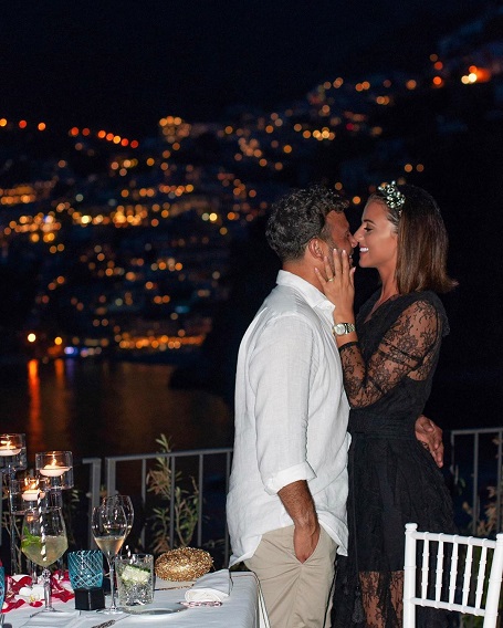 The engagement moment at Villa Treville Positano. Lucy - "I said YES 💍❤️"